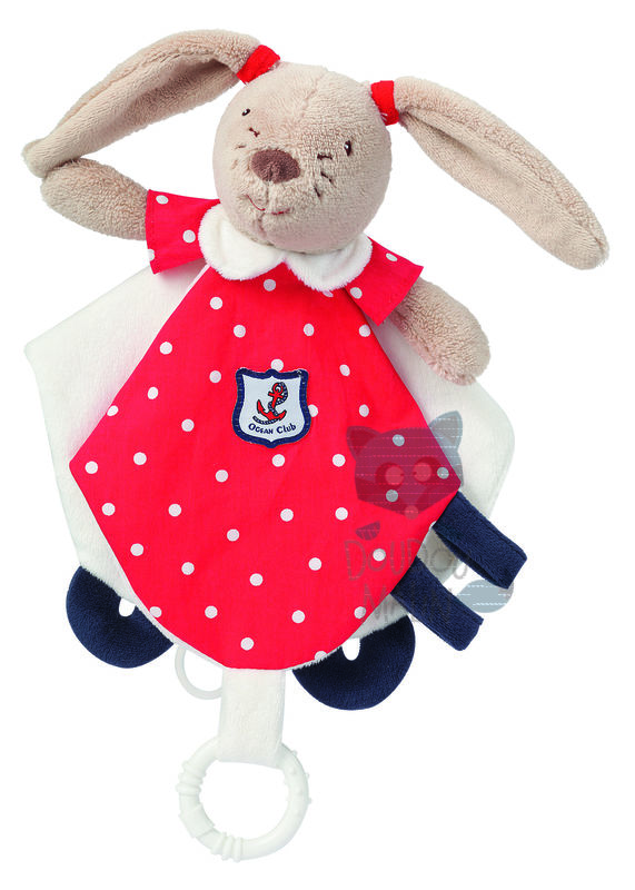  ocean club baby comforter rabbit red white 